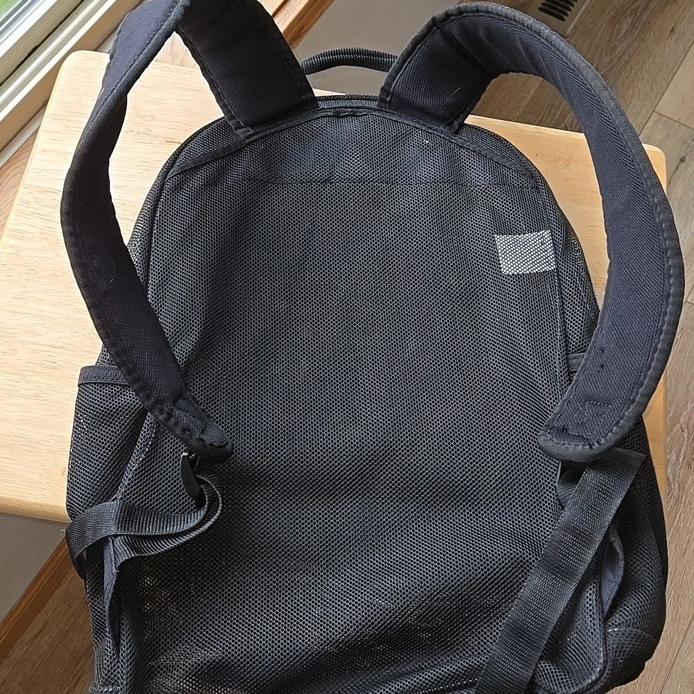 Nike Brasilla Mesh Backpack Black White Logo Swoosh Unisex School Concert Travel - Picture 16 of 16